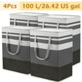 thumbnail image 1 of 4-Pack Extra Large Laundry Basket, Waterproof, Freestanding Laundry Hamper, Collapsible Tall Clothes Hamper with Extended Handles for Clothes Toys, 100L/26.42 gal, Black&Grey&White, 1 of 8