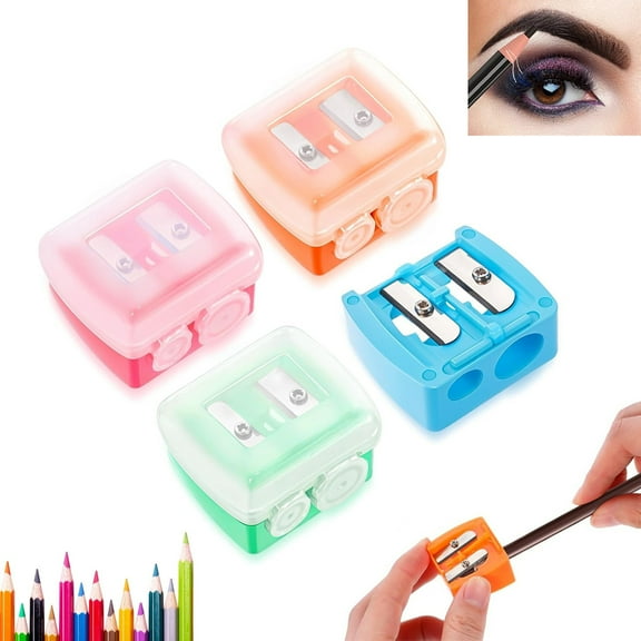 4 Pack Eyebrow Makeup Pencil Sharpener,Eyeliner Sharpener,Multi Colors Cosmetic Lip Pencil Sharpener Hand Pencil Sharpener for Lip Liner,Dual Sharpener