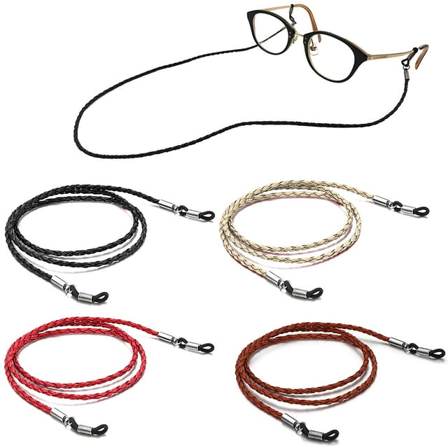 4 Pack Eyeglasses Holder Strap Cord, Eyeglass Retainer, LEATHER