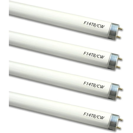 4 Pack F14T8/CW Fluorescent Light Bulb,T8 14 Watts 4100K Cool White T8 Linear Tube, G13 Medium Bi-Pin Base,14.75 inch Overll Length