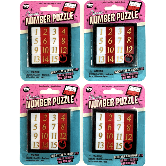 (4 Pack) FIFTEEN 15 PUZZLE Sliding Number Brain Teaser Classic IQ Test Toy Game