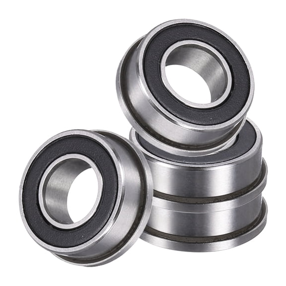 4 Pack FR188-2RS Flanged Ball Bearings, 1/4" x 1/2" x 3/16" Double Shielded Chrome Steel Deep Groove Bearing, ABEC5