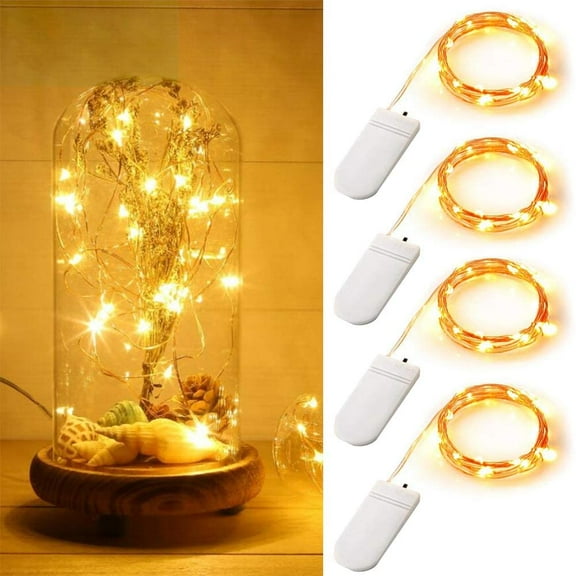 4 Pack Fairy Lights 7ft 20 Mini LEDs String Lights Battery Operated Waterproof Starry Firefly Lights on Copper Wire, Decorative Lights for Home Wedding Christmas (Warm White)