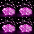 thumbnail image 1 of 4 Pack Fairy String Lights Battery Operated 16.4Ft 50 LEDs Silver Copper Wire Twinkle Lights for Halloween Christmas Bedroom Indoor Outdoor Wedding Party Decoration (Pink）, 1 of 7
