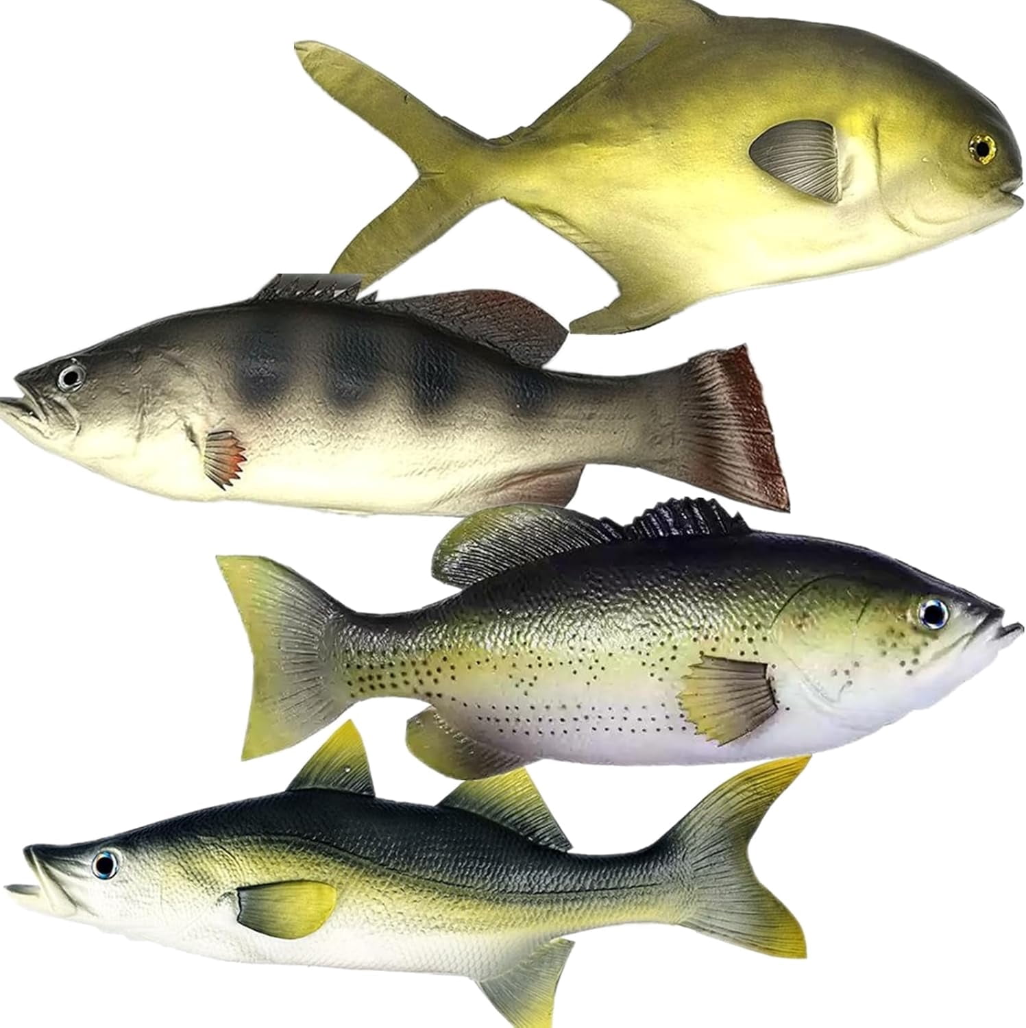 4 Pack Fake Fish, 11 Inch Realistic Artificial Fishes Models, Rubber ...