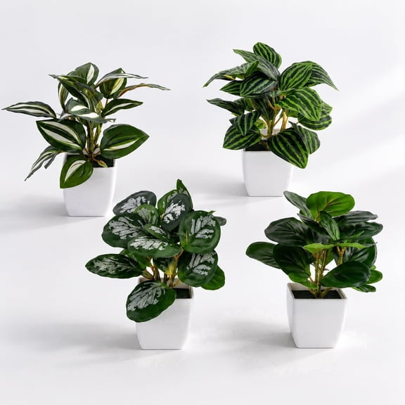 4 Pack Fake Plants, Mini Artificial Plant Pot Indoor Decor for Home Bedroom Bathroom Kitchen Office Desk Table Shelf, Cute Small Faux Plants Greenery