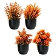 thumbnail image 1 of 4 Pack Fall Fake Plants in Pots, Autumn Bathroom Home Decor,Warm Orange Faux Plants Autumn fall seasonal Accents, for Shelf Windowsill Desk Bathroom Office and Thanksgiving Decor, 1 of 2