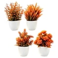 thumbnail image 1 of 4 Pack Fall Fake Plants in Pots, Autumn Bathroom Home Decor,Warm Orange Faux Plants Autumn fall seasonal Accents, for Shelf Windowsill Desk Bathroom Office and Thanksgiving Decor, 1 of 2