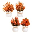 thumbnail image 1 of 4 Pack Fall Fake Plants in Pots, Autumn Bathroom Home Decor,Warm Orange Faux Plants Autumn fall seasonal Accents, for Shelf Windowsill Desk Bathroom Office and Thanksgiving Decor, 1 of 2