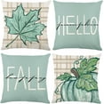 4 Pack Fall Pillow Covers Decoration,18x18in Blue Buffalo Plaid