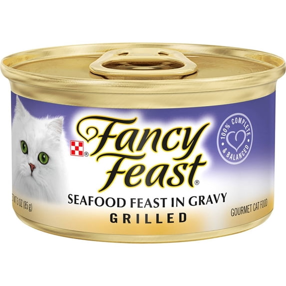 ( 4 Pack ) Fancy Feast Seafood In Gravy Grilled Gourmet Cat Food, 3 oz cans