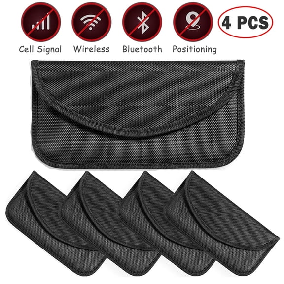 4 Pack Faraday Bag RFID Signal Blocking Bag Shielding Pouch Wallet Case for Cell Phone Privacy Protection and Car Key FOB, Anti-Tracking Anti-Spying