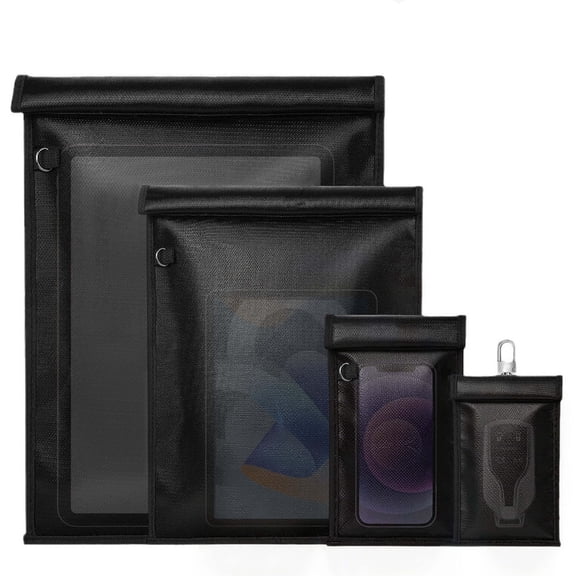 4 Pack Faraday Bags, Large Faraday Bag for Laptops & Tablets & Phones & Car Keys, Anti-Tracking Faraday Cage, Faraday Key Fob Protector, Fireproof Waterproof EMP Bag RFID Signal Blocker Pouch