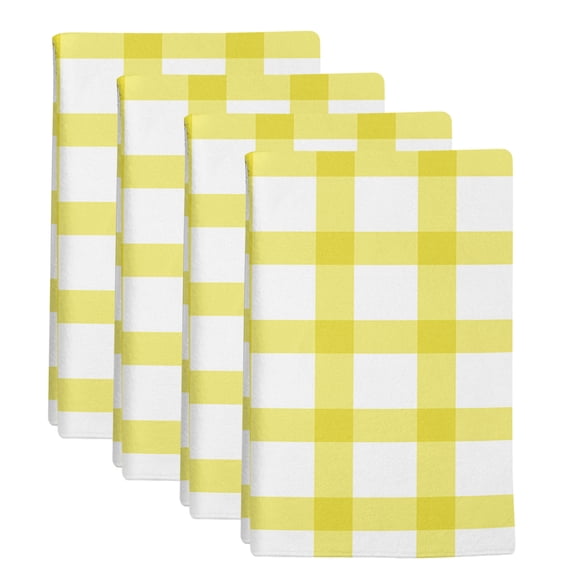 4 Pack Farmhouse Farm Kitchen Towels Minimalism Yellow Buffalo Check Plaid Holiday Theme Decorative Dish Towel Sets Absorbent Quick Dry Hand Cloths Tea Towels for Cooking Baking 18x28in