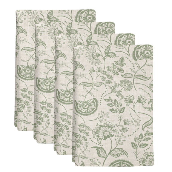 4 Pack Farmhouse Sage Green Floral Kitchen Towels Linen Boho Paisley Flower Rustic Decorative Dish Towel Sets Absorbent Quick Dry Hand Cloths Tea Towels for Cooking Baking Farmhouse Gifts 18x28in