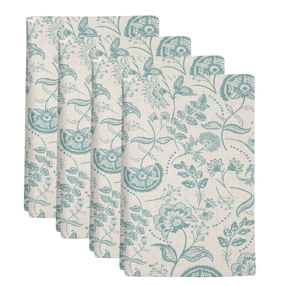 4 Pack Farmhouse Turquoise Floral Kitchen Towels Linen Boho Paisley Flower Rustic Decorative Dish Towel Sets Absorbent Quick Dry Hand Cloths Tea Towels for Cooking Baking Farmhouse Gifts 18x28in