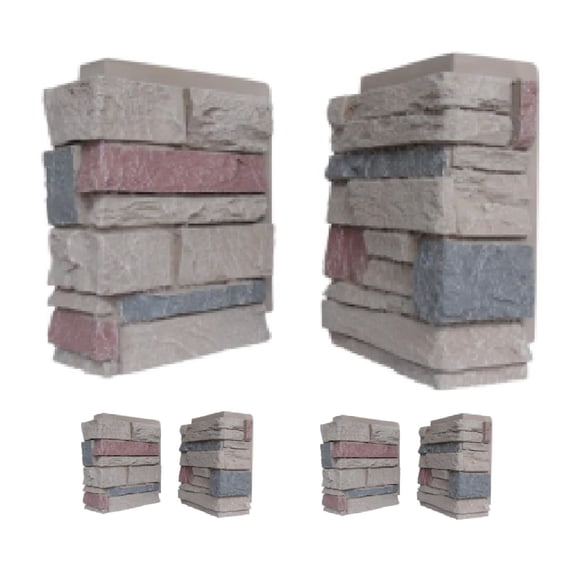OTECKO Distinct 4-Pack Faux Ledge Stone 90 Degree Outside Corner Pieces for Stacked Wall Panels, 13H x 10W x 4D inches, Taylors Falls (Beige)