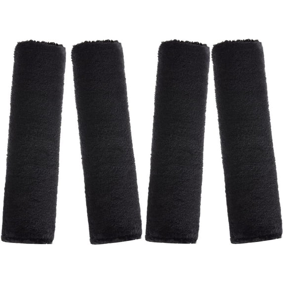4 Pack Faux Sheepskin Car Seat Belt Pads Seatbelt Protector Soft Seat Belt Shoulder Strap Cover Comfort Harness Pad(Black, 9.9 Inch)