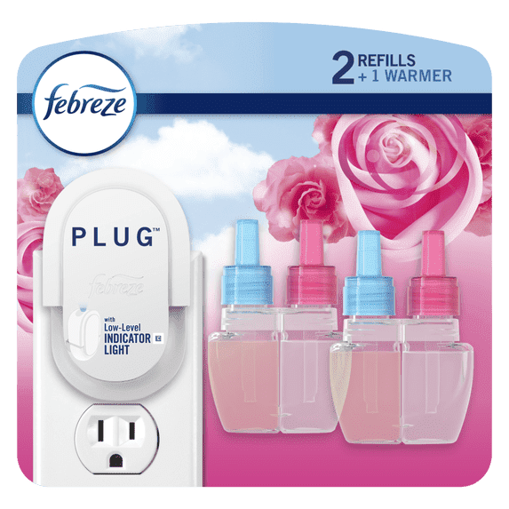4 Pack - Febreze Plug In Air Freshener, Scented Oil Refill, Downy April Fresh, Starter Kit + 2 Refills