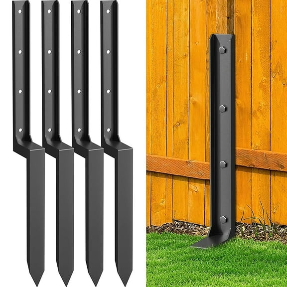 4 Pack Fence Post Repair Kit, 33.6" Heavy Duty Fence Post Repair Stakes, Thickened Anchor Ground Spike for Repairing Tilted/Broken Wood Posts
