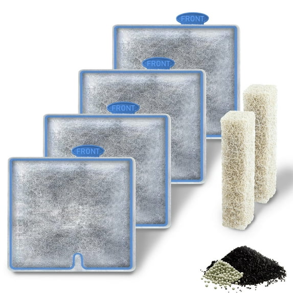 Driamor Zeolite Aquarium Filtration Pads, 4 Pack Filter Cartridge & 2 Pack Ammonia Reducer for Aqueon QuietFlow Size 10/20