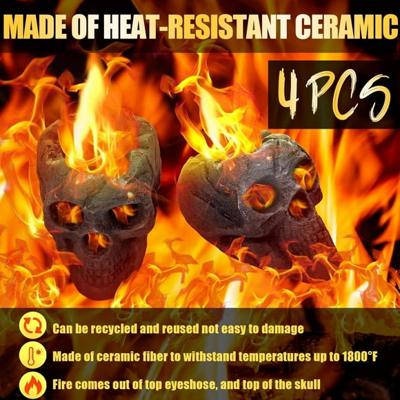 4 Pack Fire Pit Skulls - Black