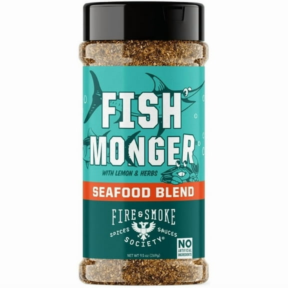 (4 Pack) Fire & Smoke Society Fish Monger Seafood Seasoning, 9.5 oz Mixed Spices & Seasonings