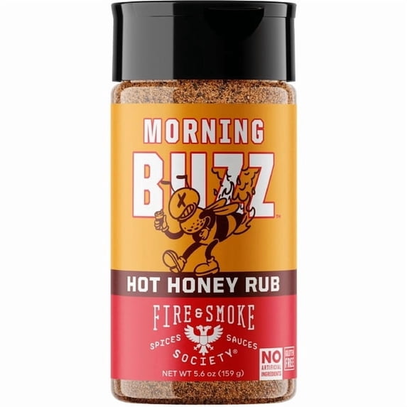 (4 Pack) Fire & Smoke Society Morning Buzz Hot Honey Barbecue Rub, 5.6 oz Mixed Spices & Seasonings