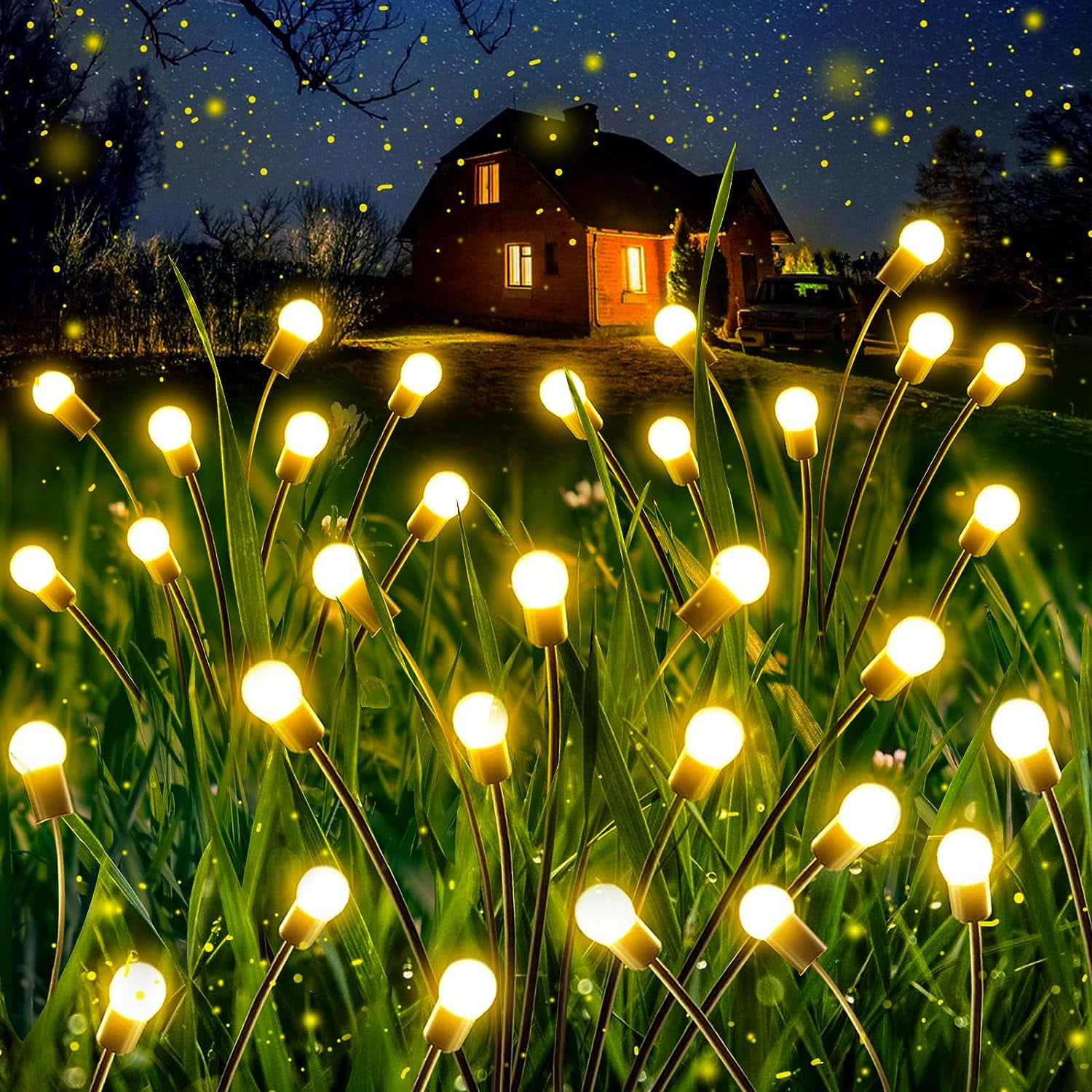 Warm White Solar LED Firefly Garden Lights Multipack