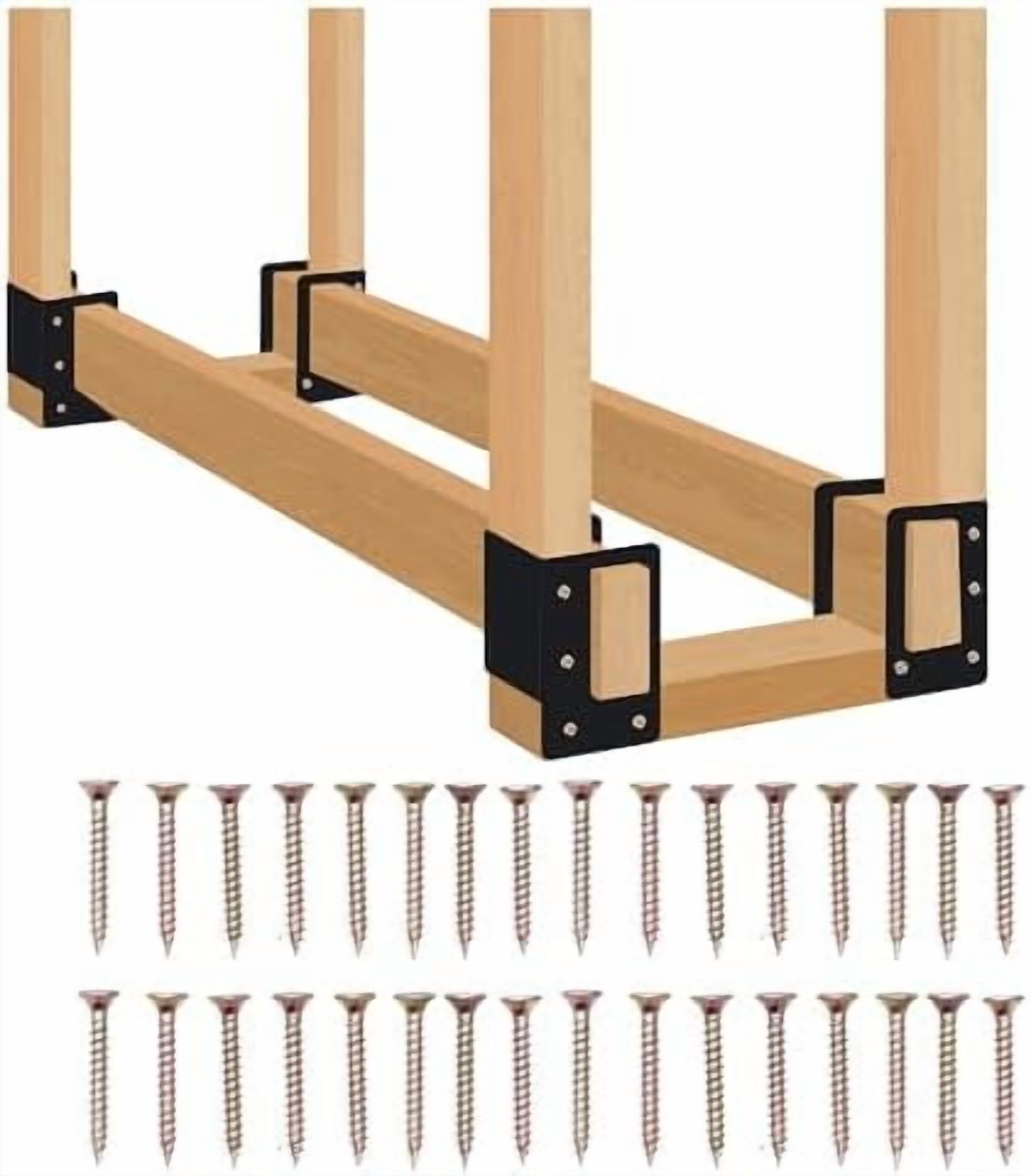 4 Pack Firewood Log Storage Bracket,Indoor Outdoor Adjustable Heavy ...