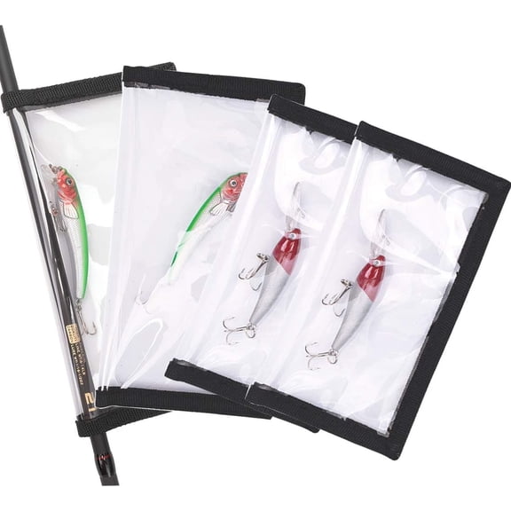 4 Pack Fishing Bait Cover Durable Clear 0.5mm PVC Lure Wrpas for Shape Fishing Hooks Fishing Bait Storage Protector for Saltwater Freshwater Fishing Gear 2Large+2Medium