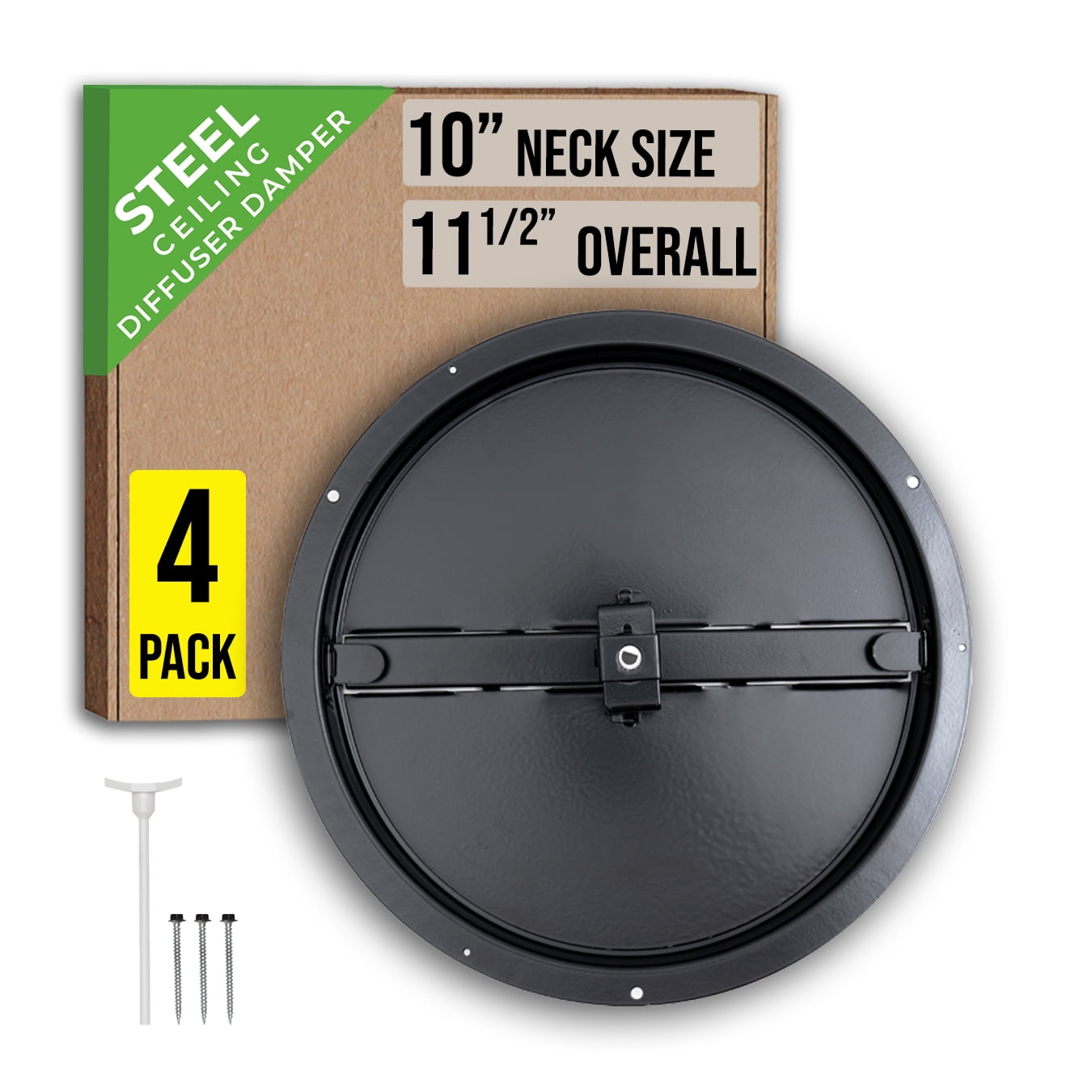 [4 Pack] Fits 10 Inch Neck Air Duct | Steel Butterfly Damper by Handua ...