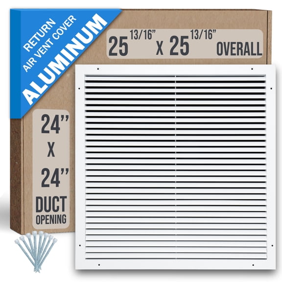 [4 Pack] Fits 24x24 Duct Opening | Aluminum Return Air Grille by Handua | Vent Cover Grill for Sidewall and Ceiling | Rust Free | Durable Powder Coating | HVAC Cold Air Intake Grille | White