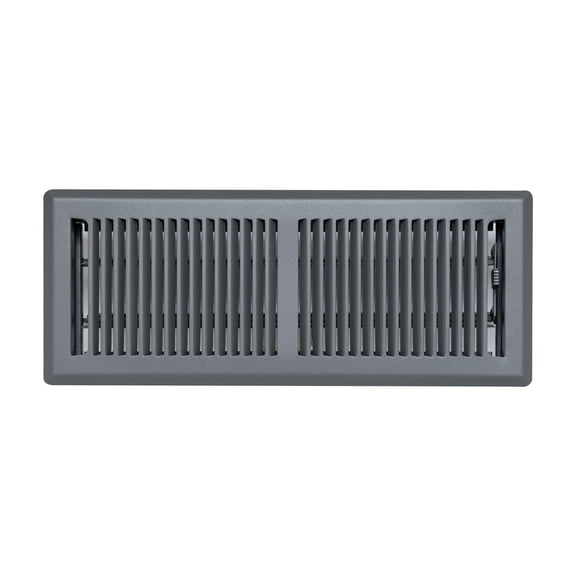 [4 Pack] Fits 4x12 and 12x4 Duct Opening, Floor Register with Contemporary Louvered , Heavy Duty Walkable Design, Damper, Floor Vent, Easy to Adjust Air Supply Lever, Dark Gray