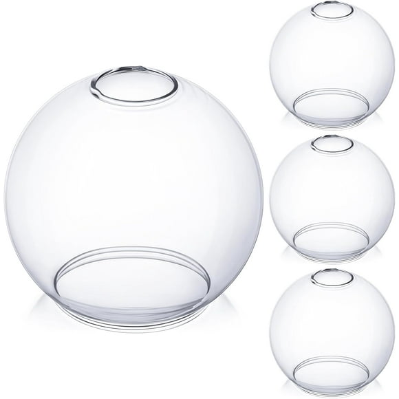 4 Pack Fixture Replacement Globe Shade 6 Inch Diameter E26 Base 1-5/8 Inch Fitter Round Glass Globe Lampshade Cover for Pendant Wall Sconce Chandelier Vanity Light(Clear)