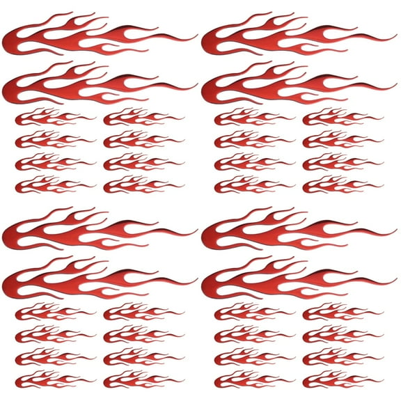 4 Pack Flame Vehicle Decals Stickers Motorcycle Reflective Fire Red