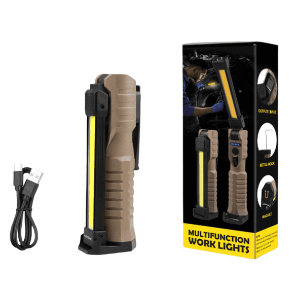 Flashlights,KEPEAK LED Work Light, USB C Rechargeable Work Light with Magnetic Base and Hanging Hook, 360Rotate 5 Modes Flashlights for Car Engines Repair, Emergency and All Tight Spots