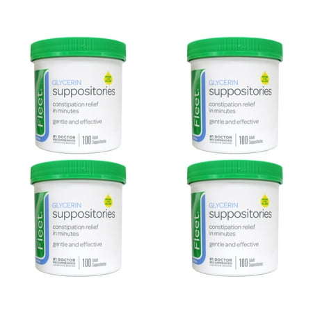 4 Pack Fleet - Glycerin Suppositories, Laxative, Adult Jar, 100 Each