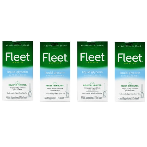 4 Pack - Fleet Liquid Glycerin Suppositories 4 Each