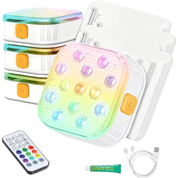4 Pack Floating Led Pool Lights, Ip68 Waterproof Submersible Lights With Remote, 16 Color Options, Adjustable Brightness, Usb-C Charging For Garden And Pond