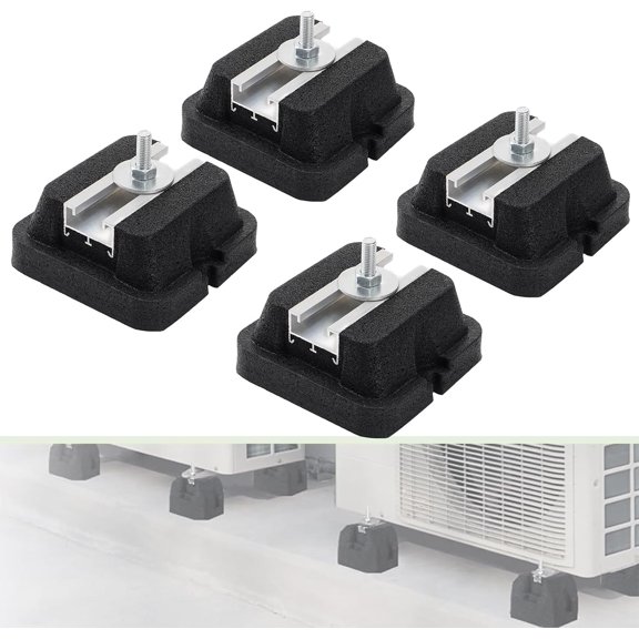 4 Pack Floor Mounting Base Kit for Mini Split AC Condenser Heat Pump | Mini Split Rubber Feet, Heavy-Duty Rubber Anti-Vibration Isolator Mount Bracket for Air Conditioner Support Up to 1100 LB