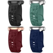 ANTSHARE 4 Pack Floral Engraved Band Compatible with Samsung Galaxy Watch 6/5/4 Band 40mm 44mm, Galaxy Watch 5 Pro 45mm,Galaxy Active 2,Galaxy Watch 3,20mm Soft Silicone Replacement Sport Strap for Women