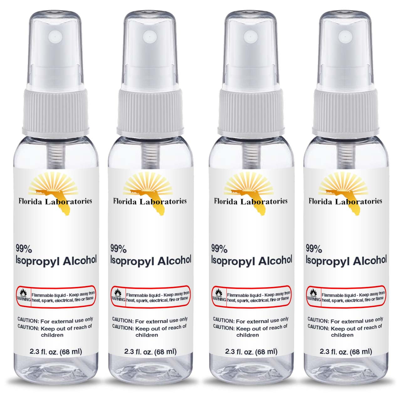 (4 Pack) Florida Laboratories 99% Isopropyl Alcohol Spray