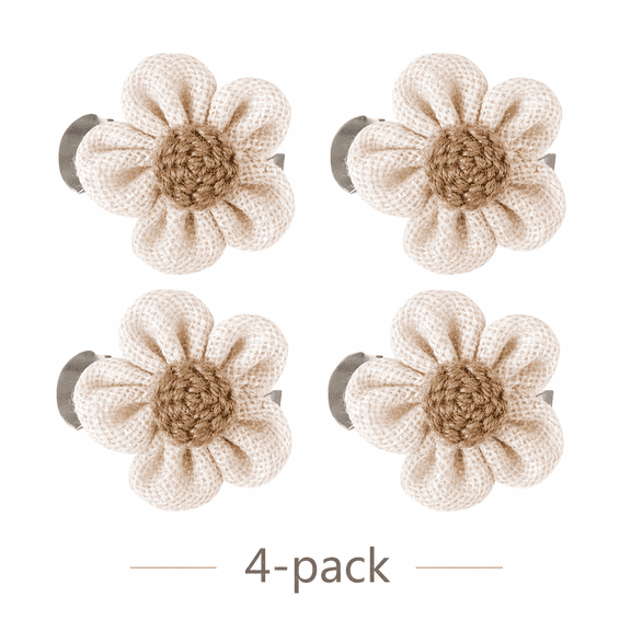 4 Pack Flower Curtain Clips, Decorative Floral Curtain Holders with Clip Design for Drapes, Sheer Panels, Bedroom, Living Room and Home Window Decor