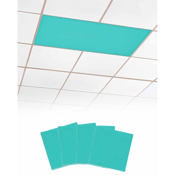 4 Pack Fluorescent Light Covers For Classroom Aqua Green Solid Color Magnetic Light Covers For Fluorescent Light Shade, Light Filters, For Home, Office, Hospital, Decoration