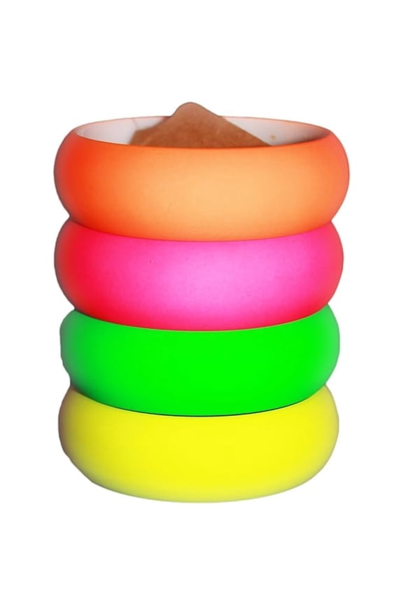 4 Pack Fluorescent Neon 80s Retro Bangles | Smooth Touch & Bold Colors | Costume Bracelets for Festival, Party & Rave