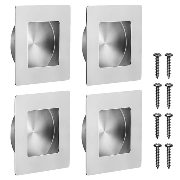 4 Pack Flush Pull Handle for Door, Square Stainless Steel Sliding Door Handle, Door Drawer Pulls for Home