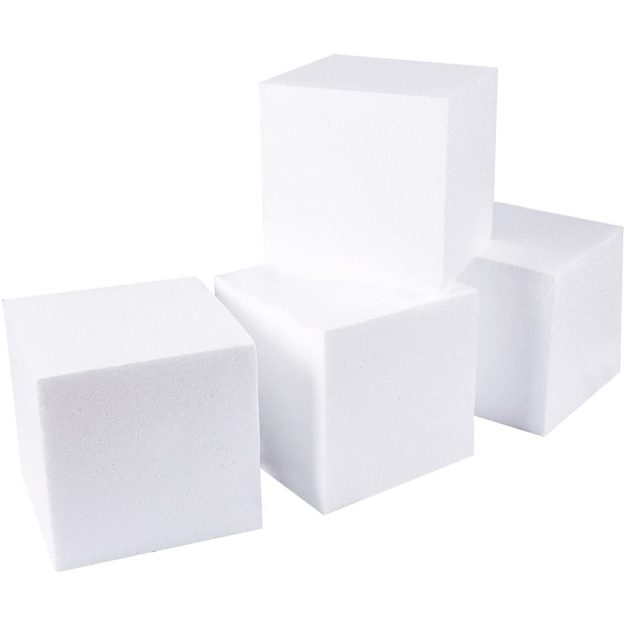 4 Pack Foam Cube Squares for Crafts - Polystyrene Blocks for DIY Projects,  Models, Arts Supplies (6x6x6, White) 