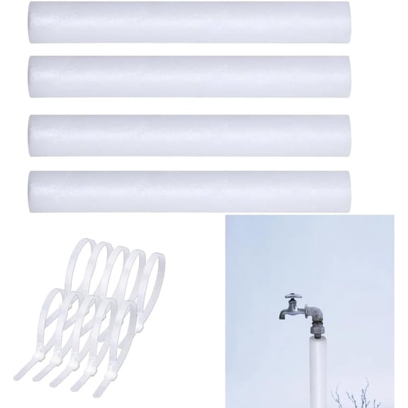 4-Pack Foam Pipe Covers, 15.74 Inch, Pipe Insulation Foam Tubes for Cold Water Pipes - Ideal Cover for Outdoor Pipes, Door Handles, and Stair Railings in Cold Weather