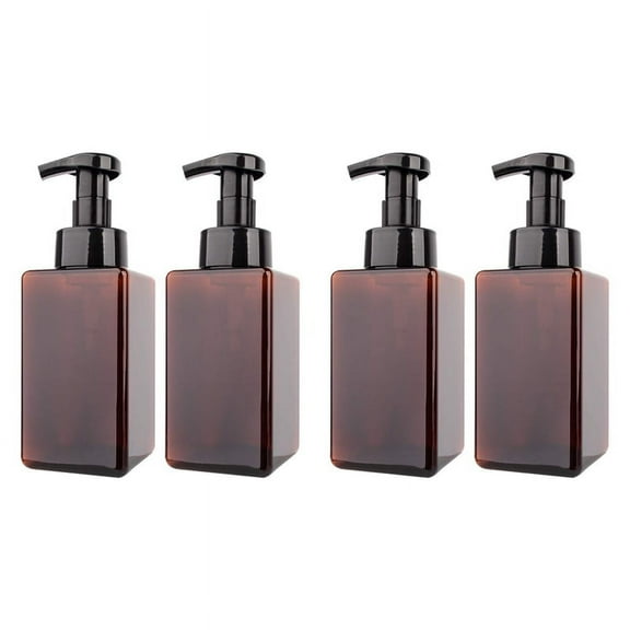 4 Pack Foaming Soap Dispenser 15Oz Refillable Foam Liquid Hand Empty Plastic Pump Bottle Container - Brown 450Ml